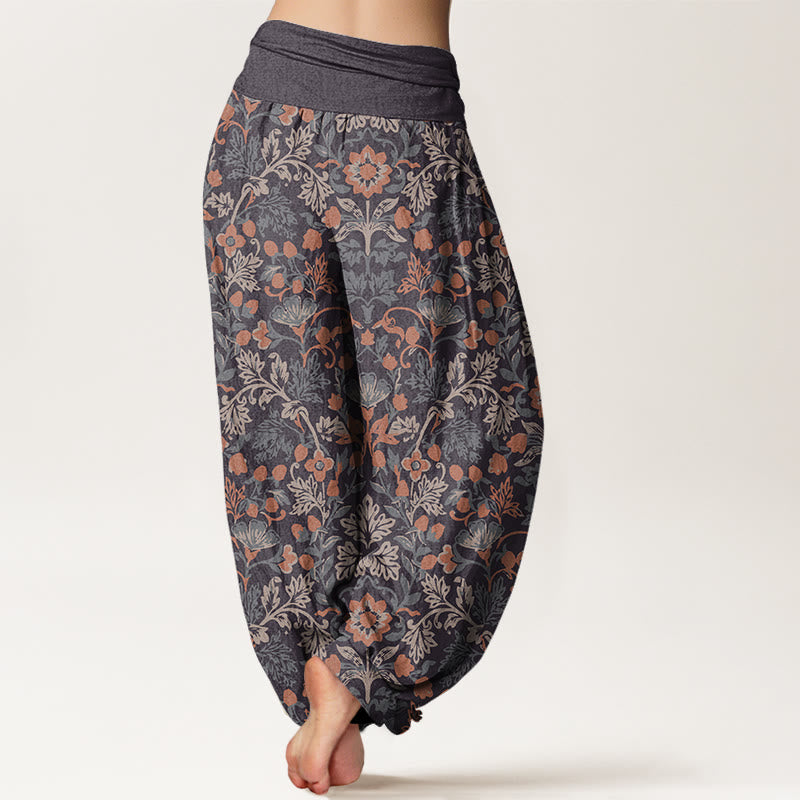 Bohemian Harem Bukser til Kvinder med Blomsterdesign og Elastisk Talje 7