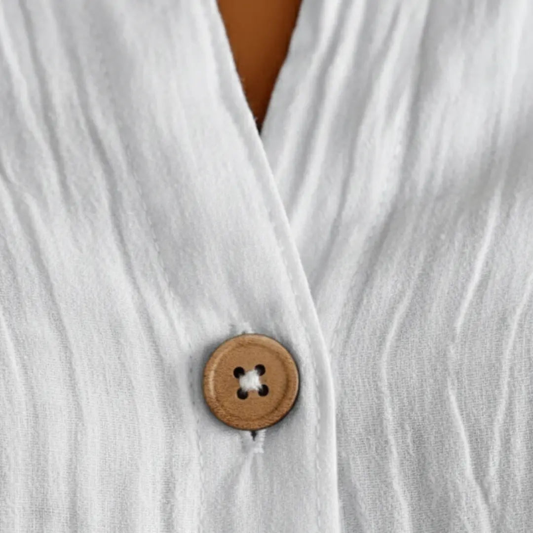 Skjorte dame oversize muslin spidskrave sidelommer justerbare manchetter sommer Panorla