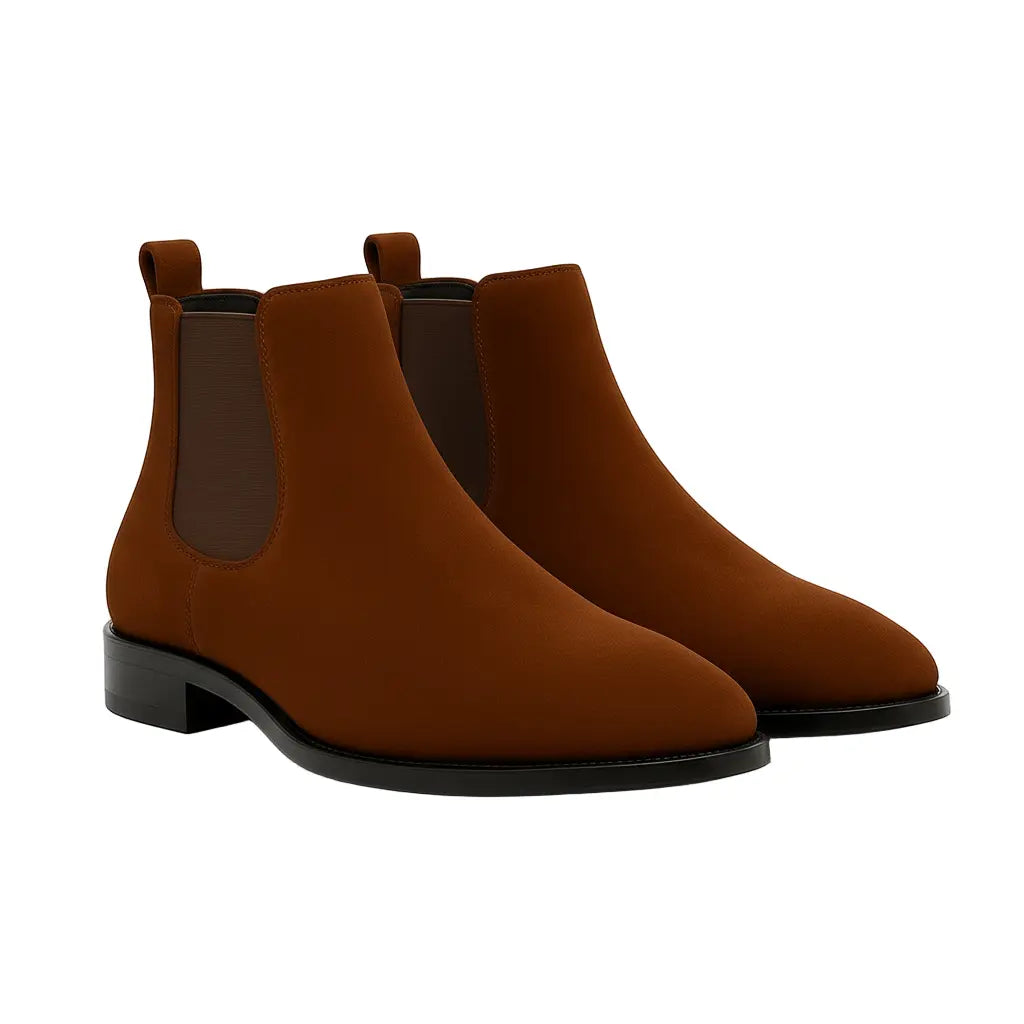 Chelsea Støvler Herre | Ruskindslook Slip-On Boots med Polstret Indersål | Elegant Komfort til Hverdag og Fest 1