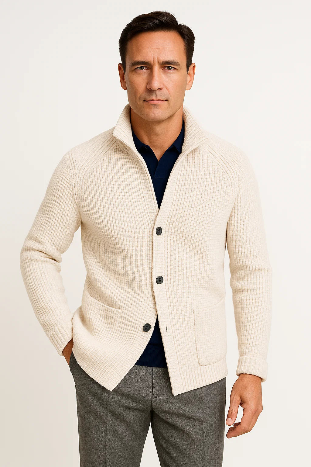 Erik | Strikcardigan til Mænd med Knaplukning