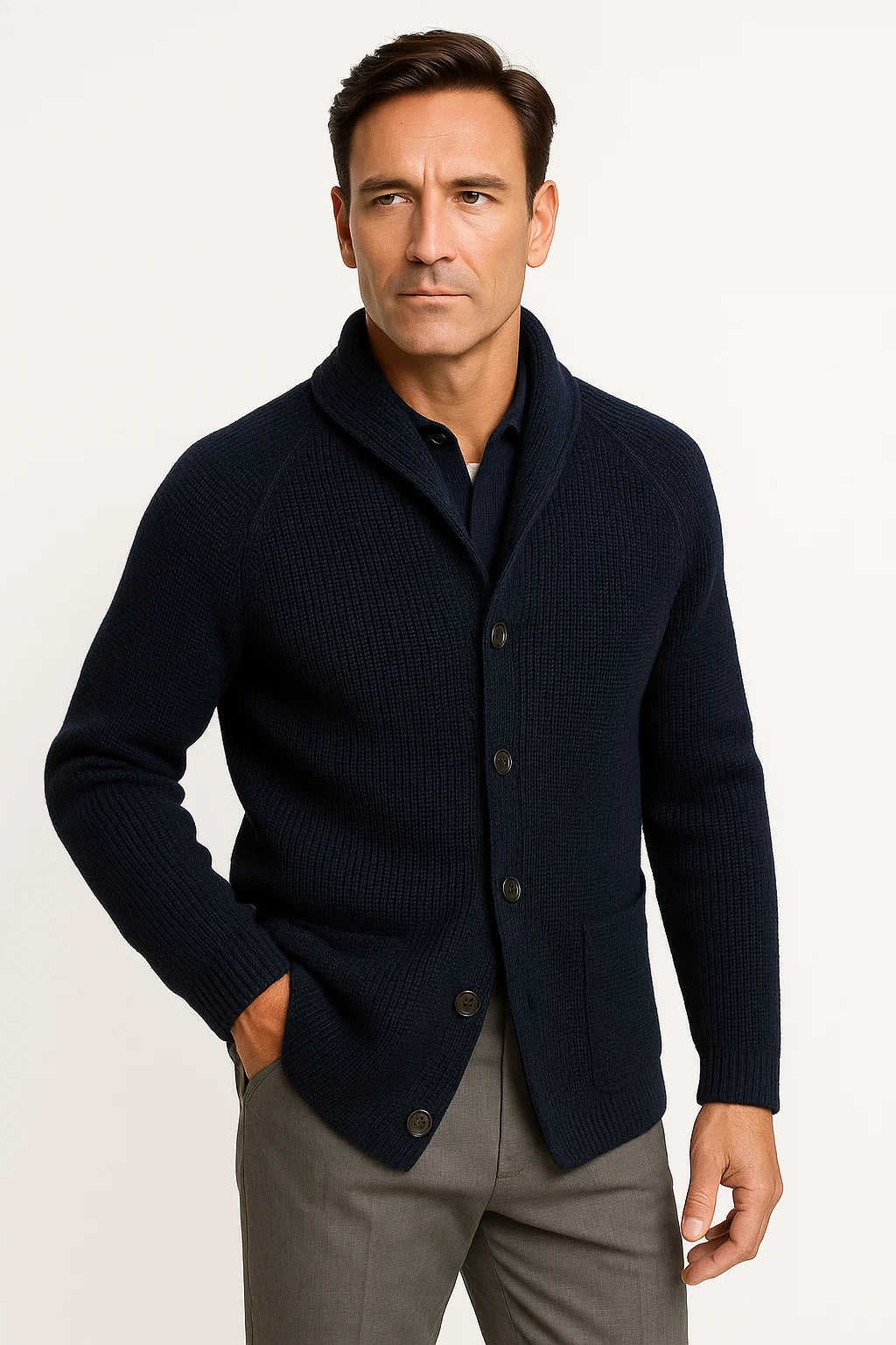 Erik | Strikcardigan til Mænd med Knaplukning