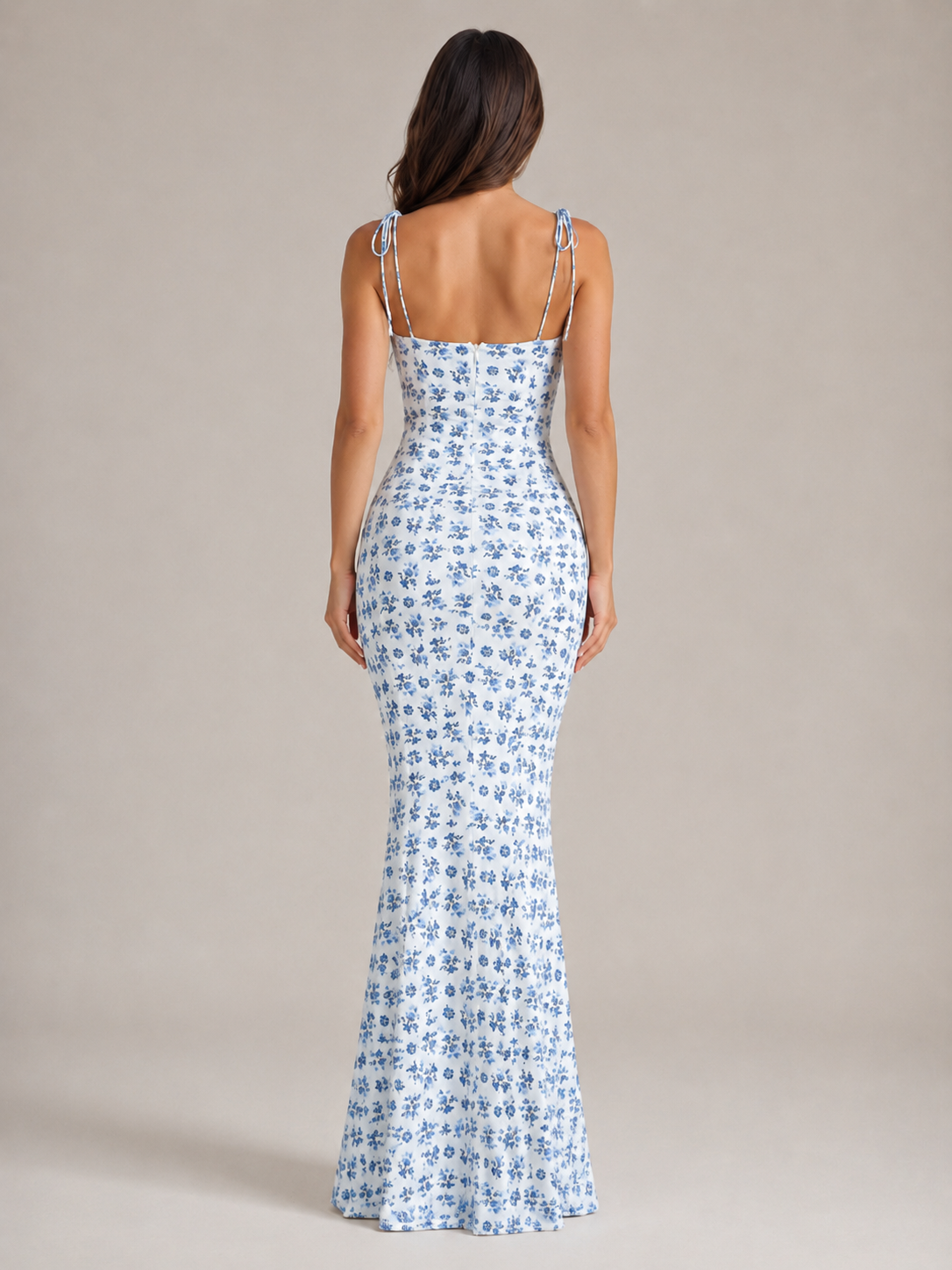 Floral Maxi Dress Women – Sweetheart Neckline Bow Detail
