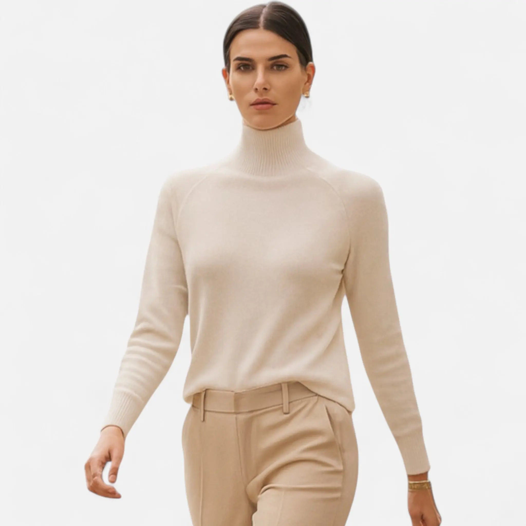 Elegant Mock-Neck Uldtrøje Dame i Blød Uldblanding | Højhalset Strik til Varm Komfort 1