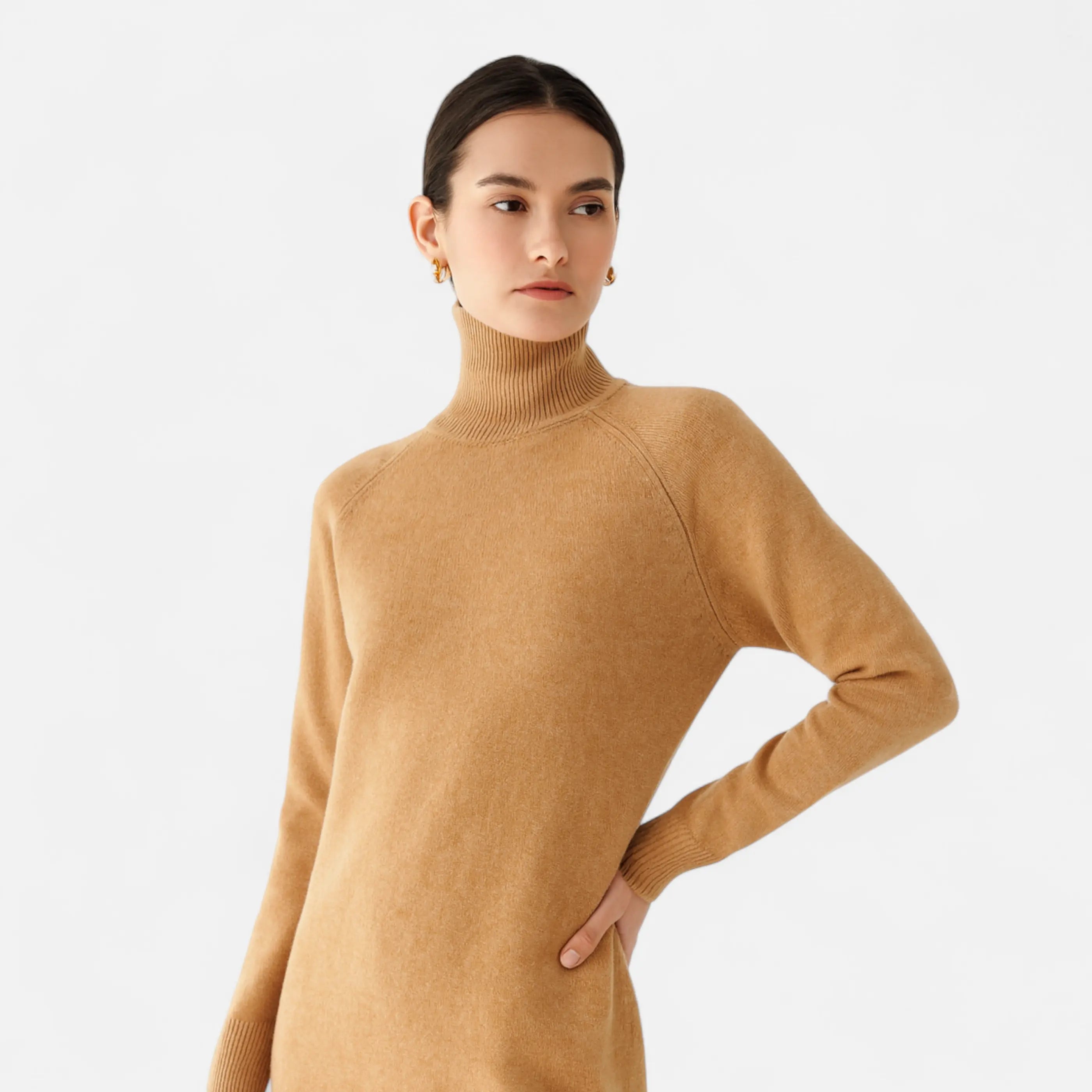 Elegant Mock-Neck Uldtrøje Dame i Blød Uldblanding | Højhalset Strik til Varm Komfort 5