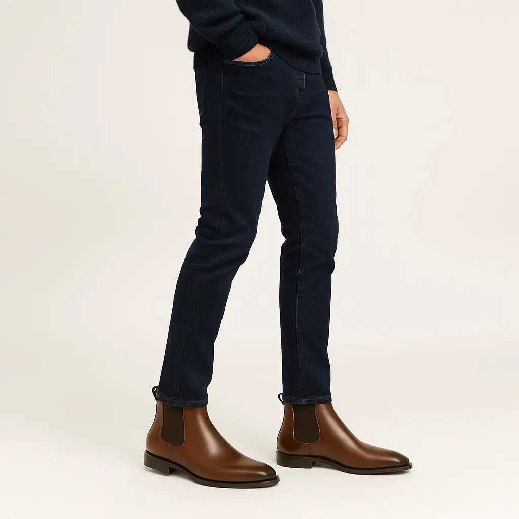 Håndlavet Chelsea Støvler Herre i Ægte Læder med Lav Hæl | Elegant Slip-On Design for Komfort og Stil 3