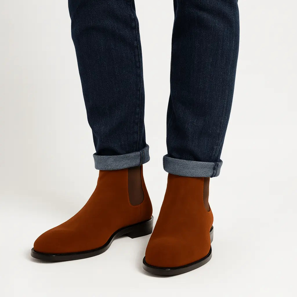 Chelsea Støvler Herre | Ruskindslook Slip-On Boots med Polstret Indersål | Elegant Komfort til Hverdag og Fest 3