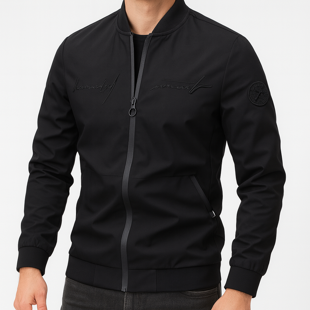 Herre Bomber Jakke med Broderi - Casual Streetwear, Letvægts, Ribbet Krave og Manchetter, Perfekt til Efterår og Vinter 6