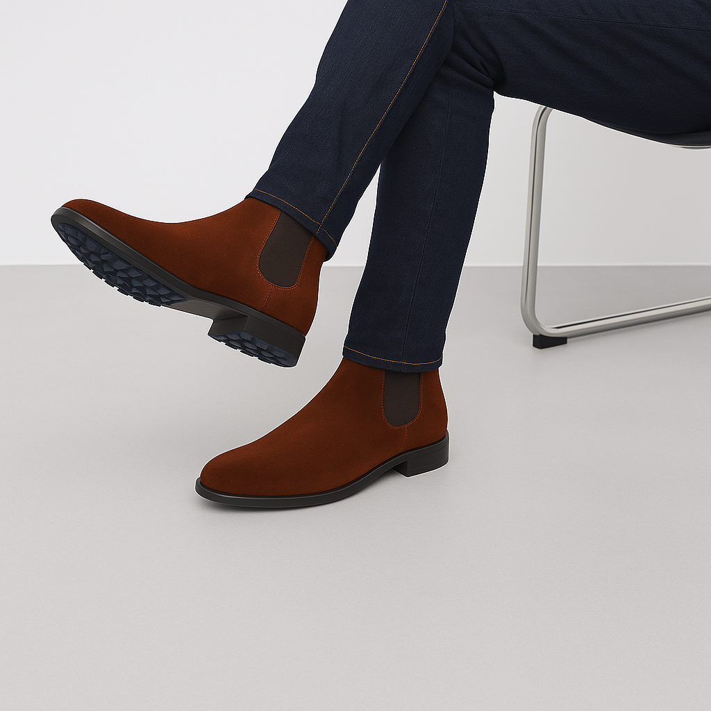 Chelsea Boots Herre i Ruskindslook med Elastiske Sidepaneler – Komfortable og Stilfulde Støvler til Casual og Formelle Anledninger 3