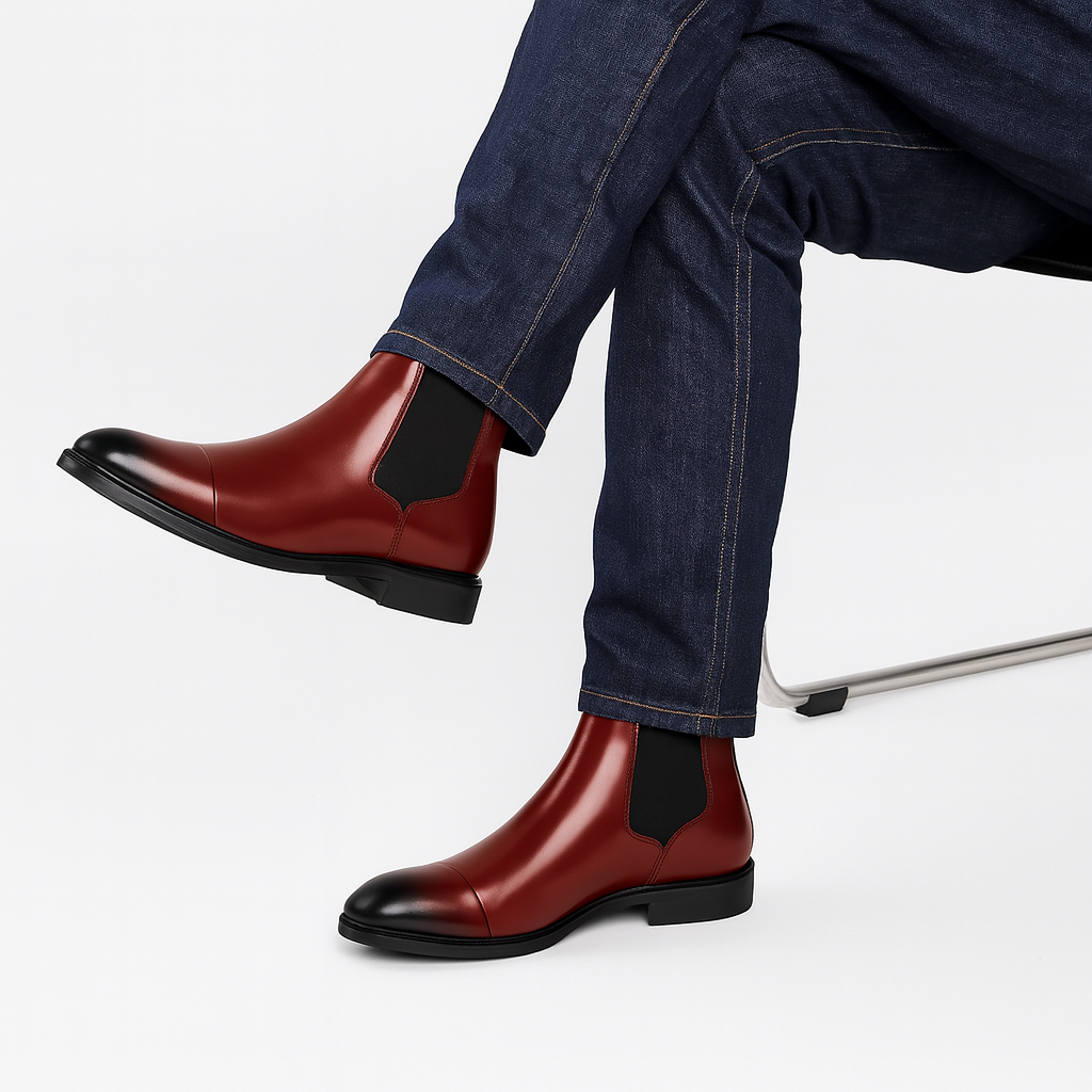 Chelsea Støvler Herre i PU-Læder – Elegant Slip-On Design med Elastiske Sidepaneler til Casual og Semi-Formel Brug 2