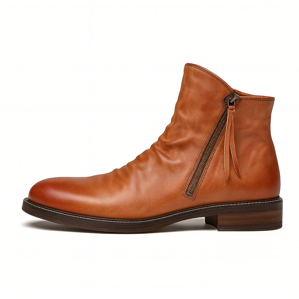 Chelsea Boots Herre i Læderlook med Lynlås – Slank Silhuet til Casual og Semi-formelle Anledninger 3