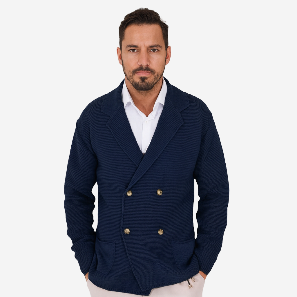 Classic Collection | Men's Cardigan with Double-Breasted Design | Structured Knit for Smart Casual Style 1