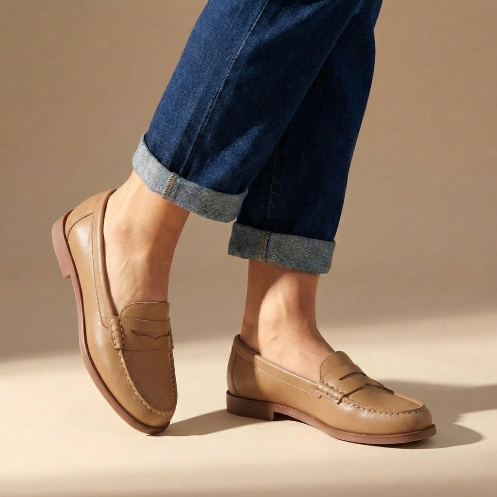 Læder Loafers Dame – Penny Moccasin Sting Fladsko