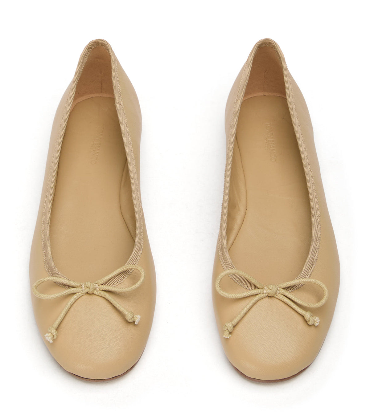 Ballet Flats Dame – Sand Læder Ballet Flats med Sløjfe