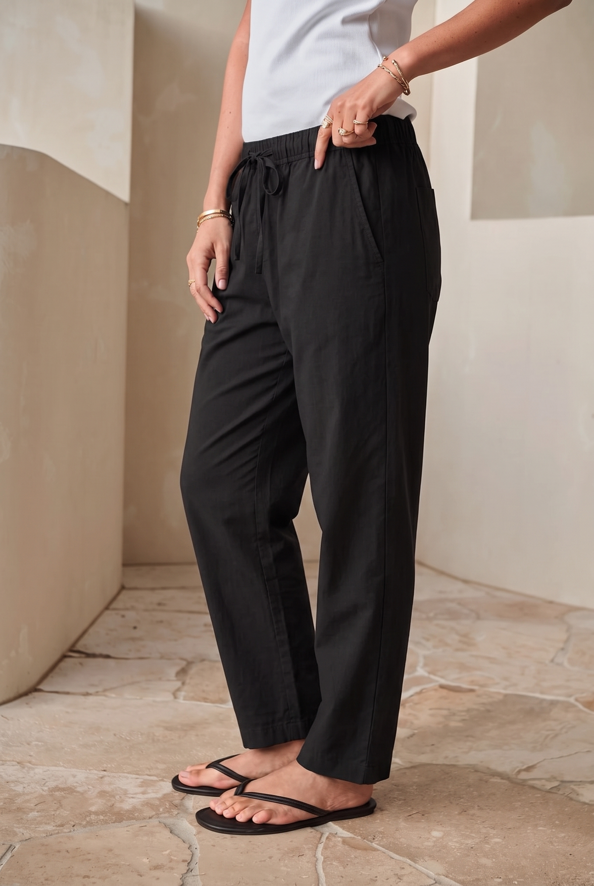 Barrel Bukser Dame Sort – Nylon Smart Casual Bukser