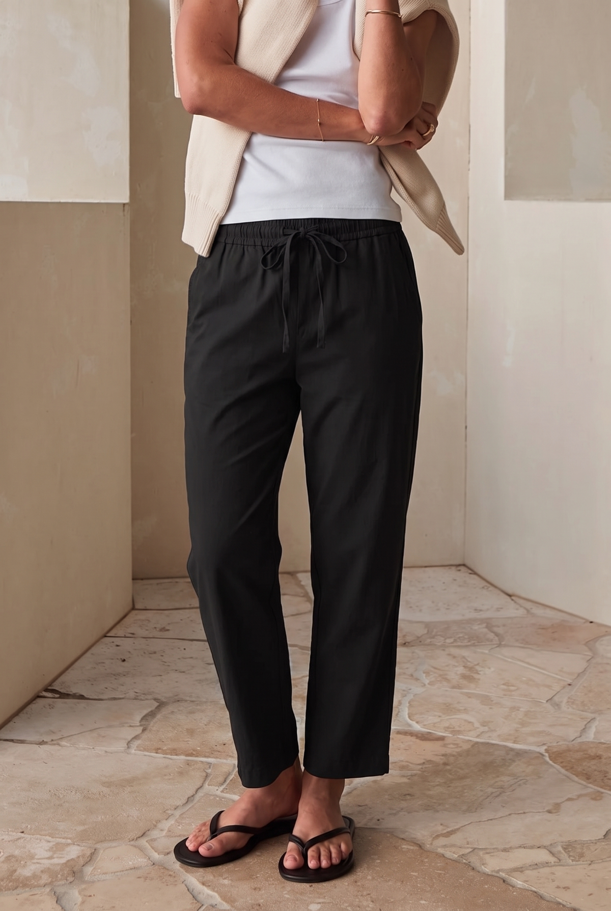 Barrel Bukser Dame Sort – Nylon Smart Casual Bukser