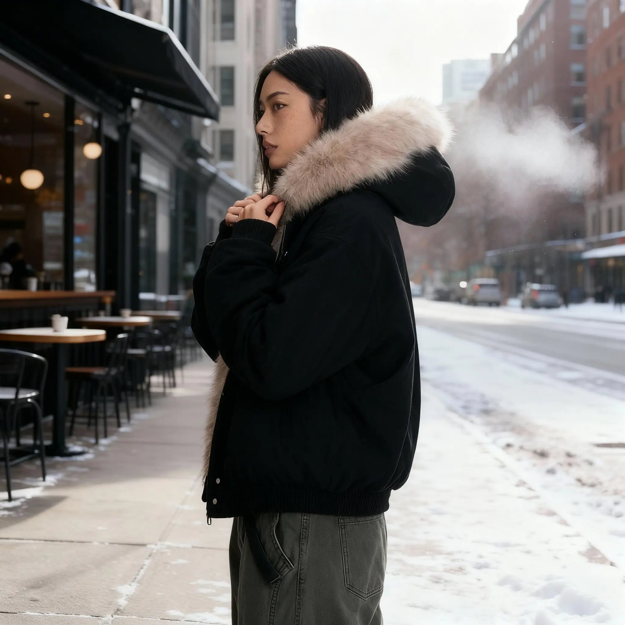 Freja | Vinterjakke Dame med Termofoer & Aftagelig Hætte | Vandafvisende og Komfortabel Design 3