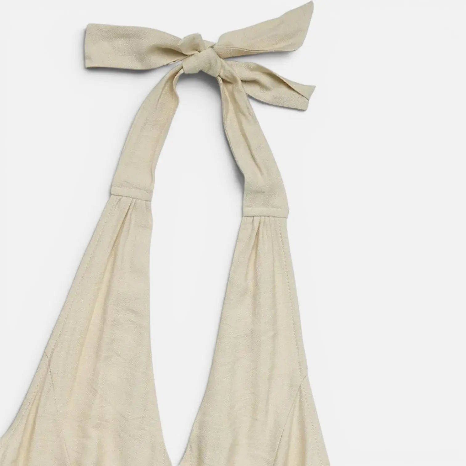 Mira Halter Buksedragt Dame Beige – Vide Ben i Viskose til Sommer Panorla