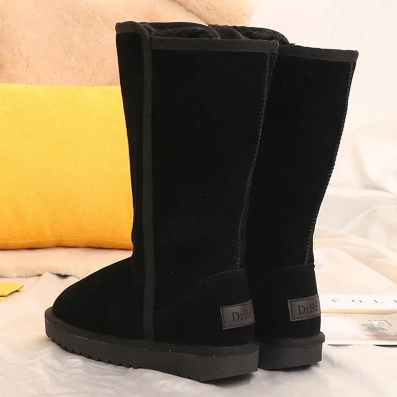 Women's Knee High Winter Boots – Waterproof Leather, Fur-Lined