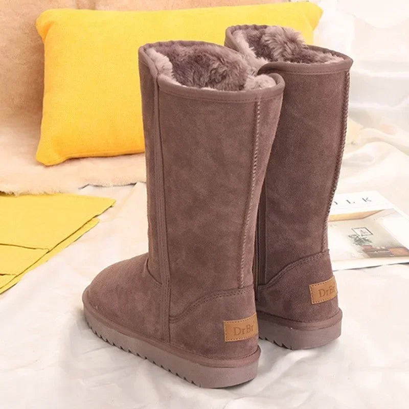 Women's Knee High Winter Boots – Waterproof Leather, Fur-Lined
