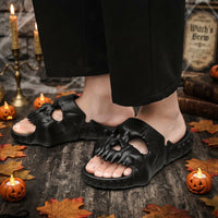 Halloween Slippers Men – Skull House Shoes with Soft Sole
