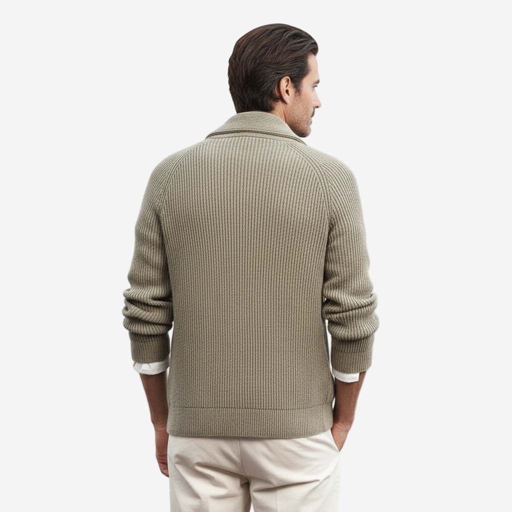 Classic Ribbed Men's Cardigan with Shawl Collar | Stylish Layering Piece for Comfort and Versatility 2