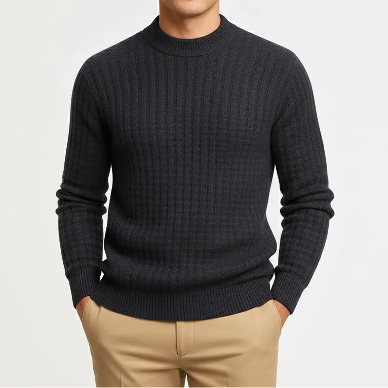 Strikket Crewneck Sweater til Mænd – Blød og Komfortabel i Premium Bomulds-Lyocell Mix 14