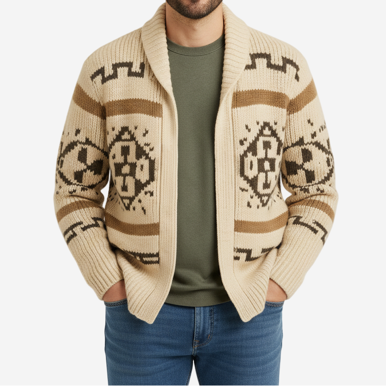 Retro Cardigan Herre i Blød Strik – Varm og Åndbar Efterårs Cardigan med Knapper til Casual Stil 1