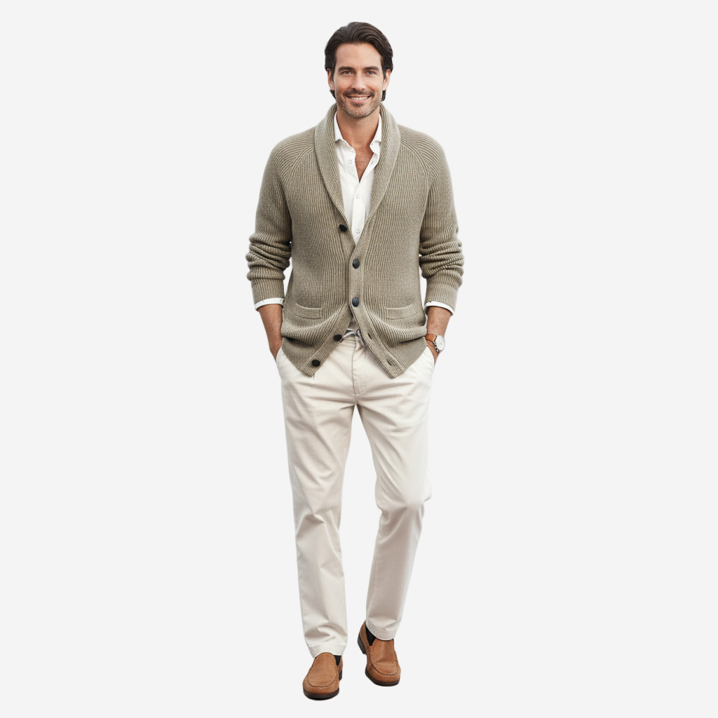 Classic Ribbed Men's Cardigan with Shawl Collar | Stylish Layering Piece for Comfort and Versatility 5