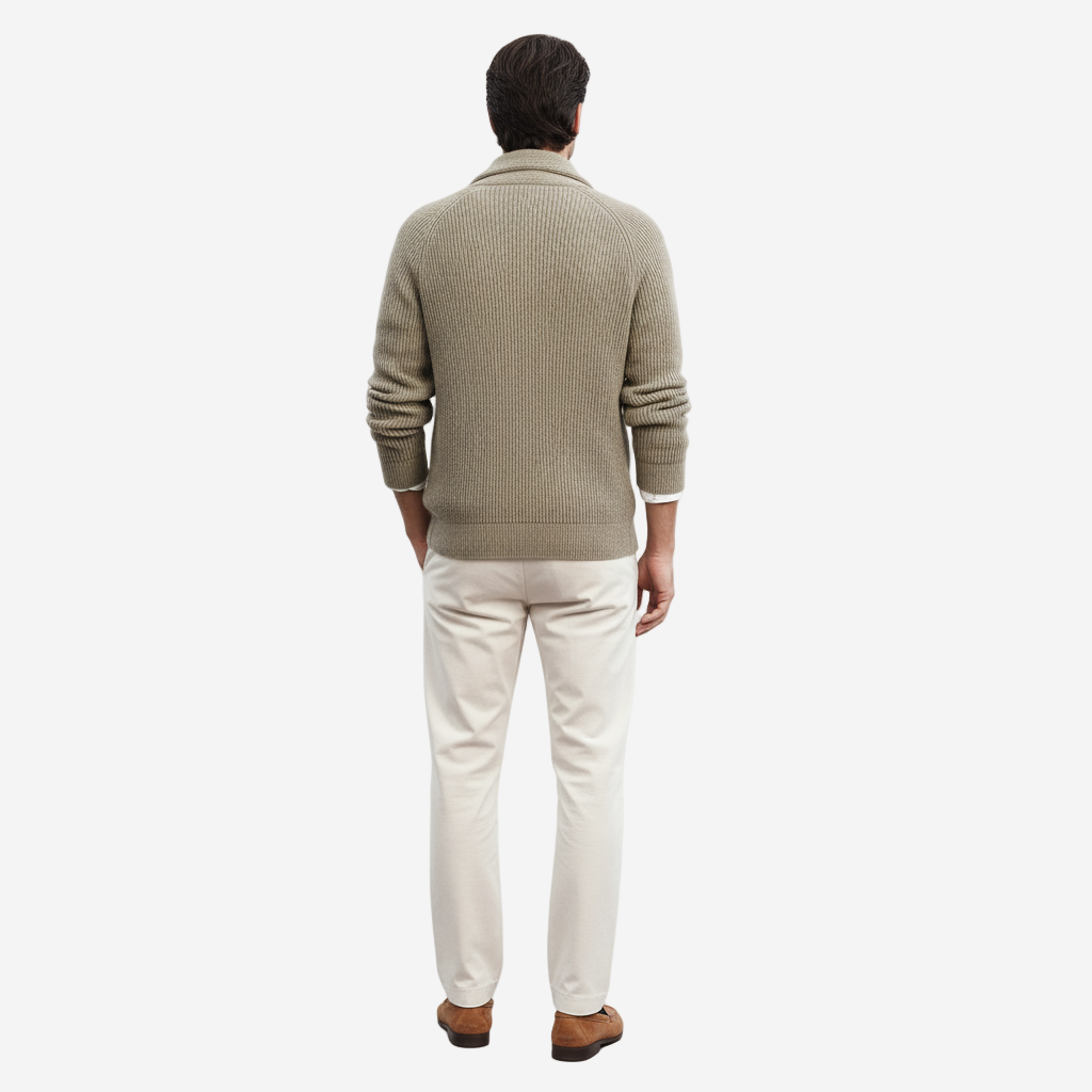 Classic Ribbed Men's Cardigan with Shawl Collar | Stylish Layering Piece for Comfort and Versatility 6