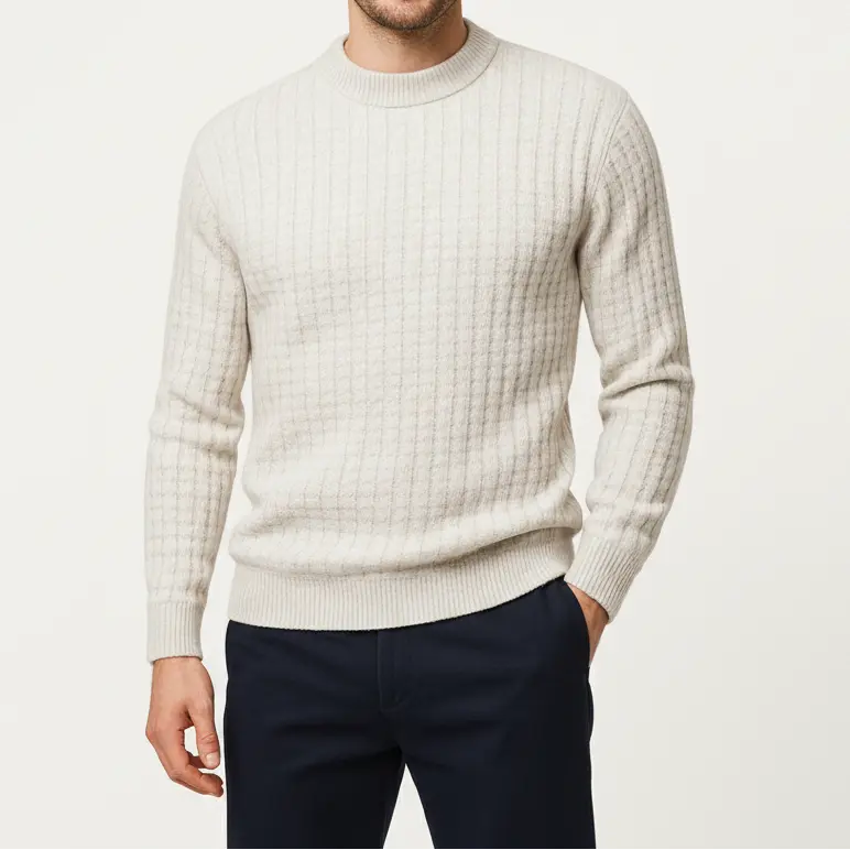 Strikket Crewneck Sweater til Mænd – Blød og Komfortabel i Premium Bomulds-Lyocell Mix 1