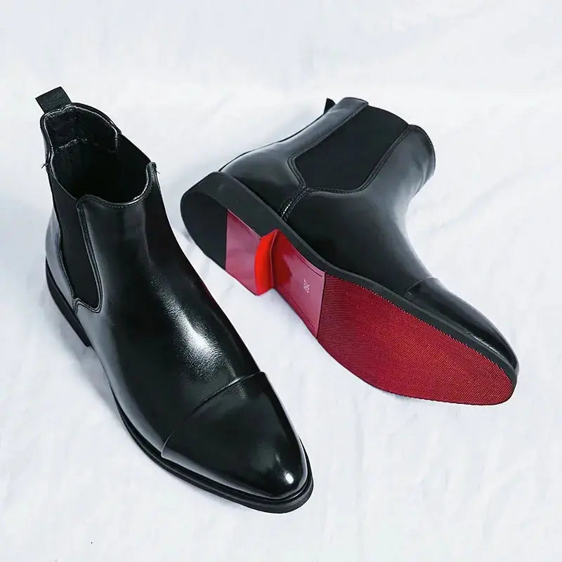 Chelsea Støvler Herre | Ægte Læder Chelsea Boots med Rød Gummisål | Slip-On Design til Stilfuldt Hverdagsbrug 3