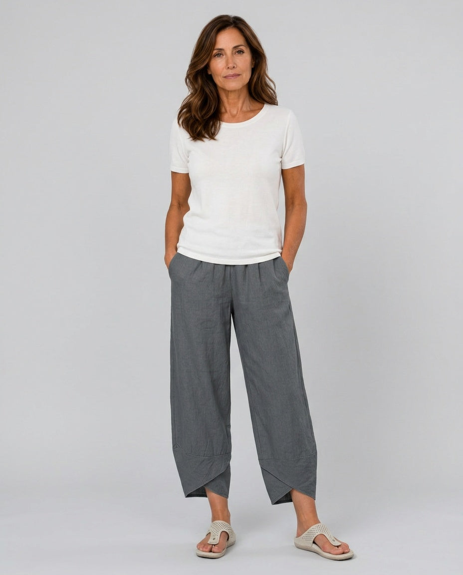 Hørbukser Dame Cropped – Straight Leg med Løs Pasform