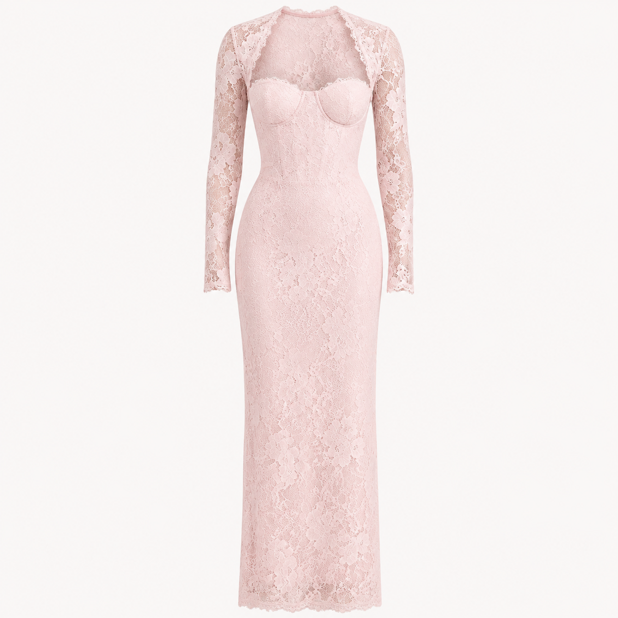 Lace Maxi Dress Women – Long Sleeve Formal Wedding Guest Gown