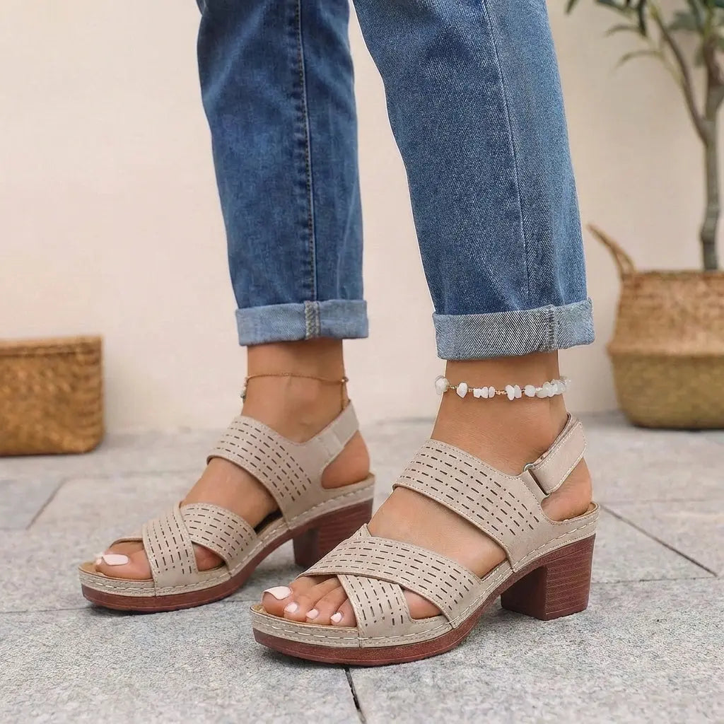Ortopædiske Sandaler Dame | Platform Sandaler med Blokhæl & Ergonomisk Design for Komfort 3