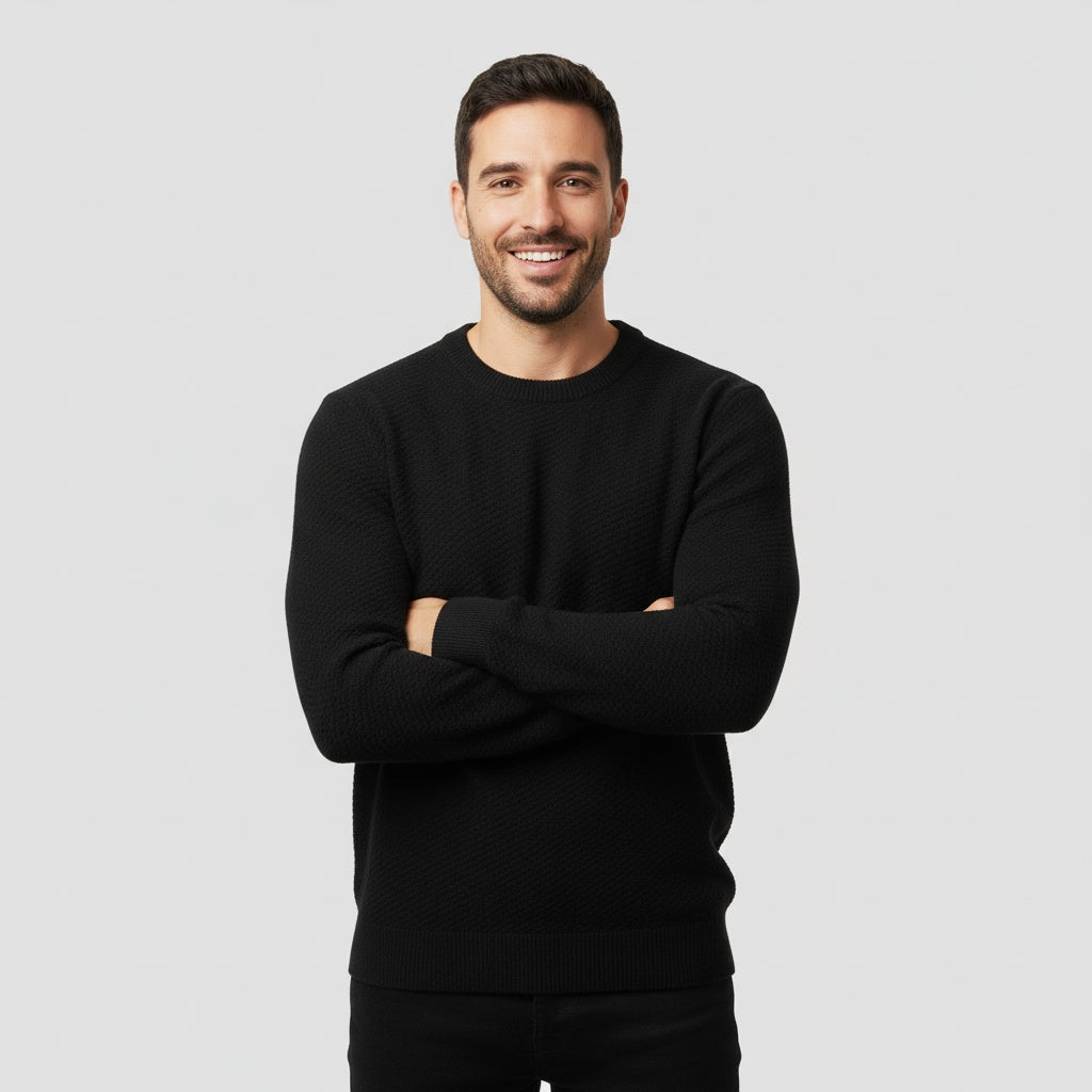 Martin | Klassisk Striktrøje med Rund Hals til Mænd