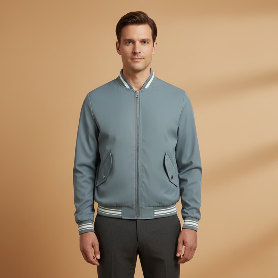 Klassisk Bomber Jakke Herre | Let Zipjakke med Elastiske Detaljer | Optimal Komfort til Daglig Brug 2