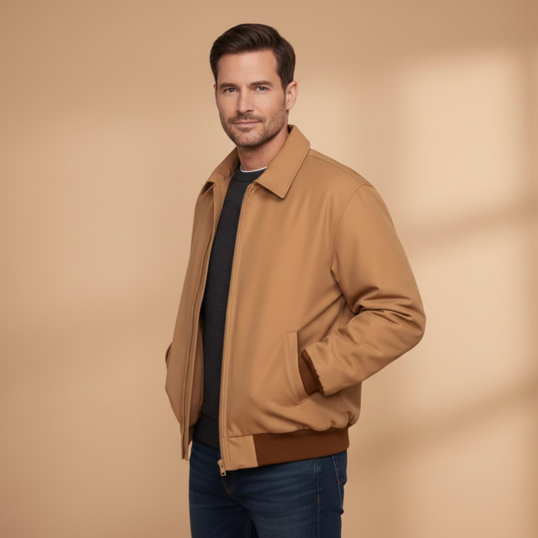 Stilfuld Bomber Jakke Herre med Lynlås og Ribkanter | Praktisk Hverdagsbrug 5