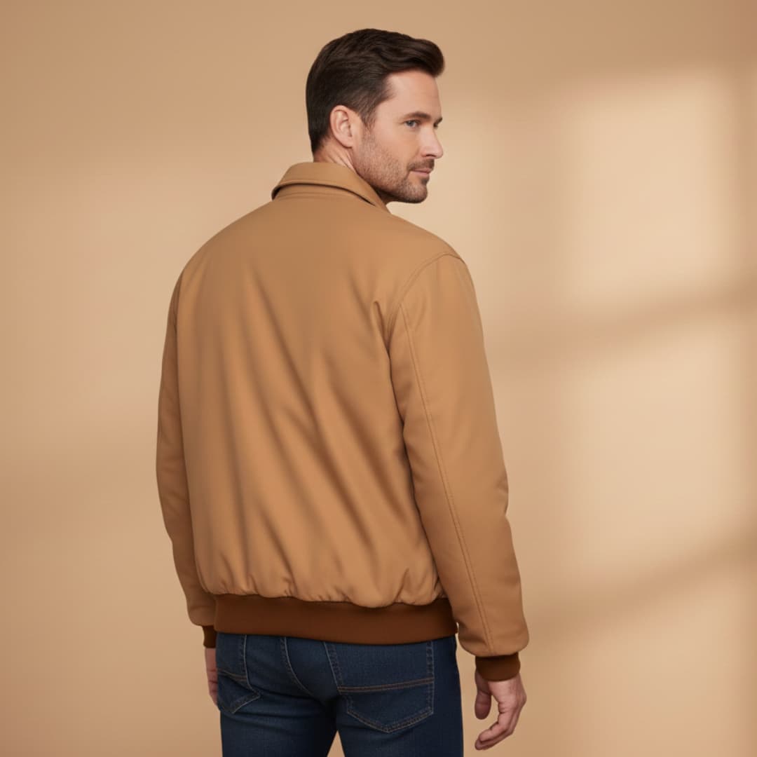 Stilfuld Bomber Jakke Herre med Lynlås og Ribkanter | Praktisk Hverdagsbrug 4