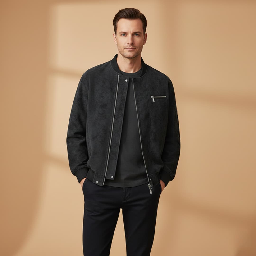 Let Polstret Bomber Jakke Herre med Lynlås - Praktisk Design til Overgangsvejr 2
