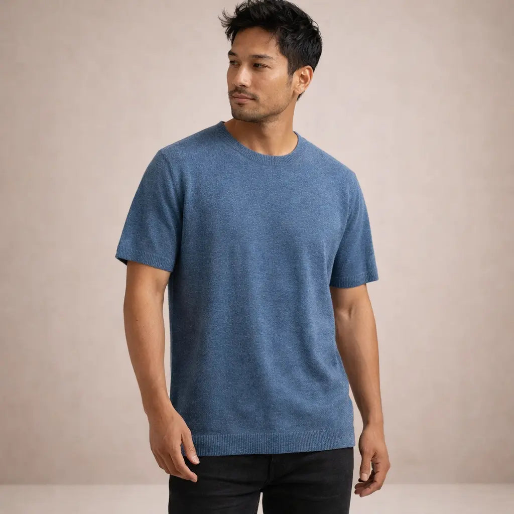 Luca | T-Shirt til Mænd med Korte Ærmer i Finstrikket Stof | Komfortabel og Stilfuld til Hverdagsbrug 15