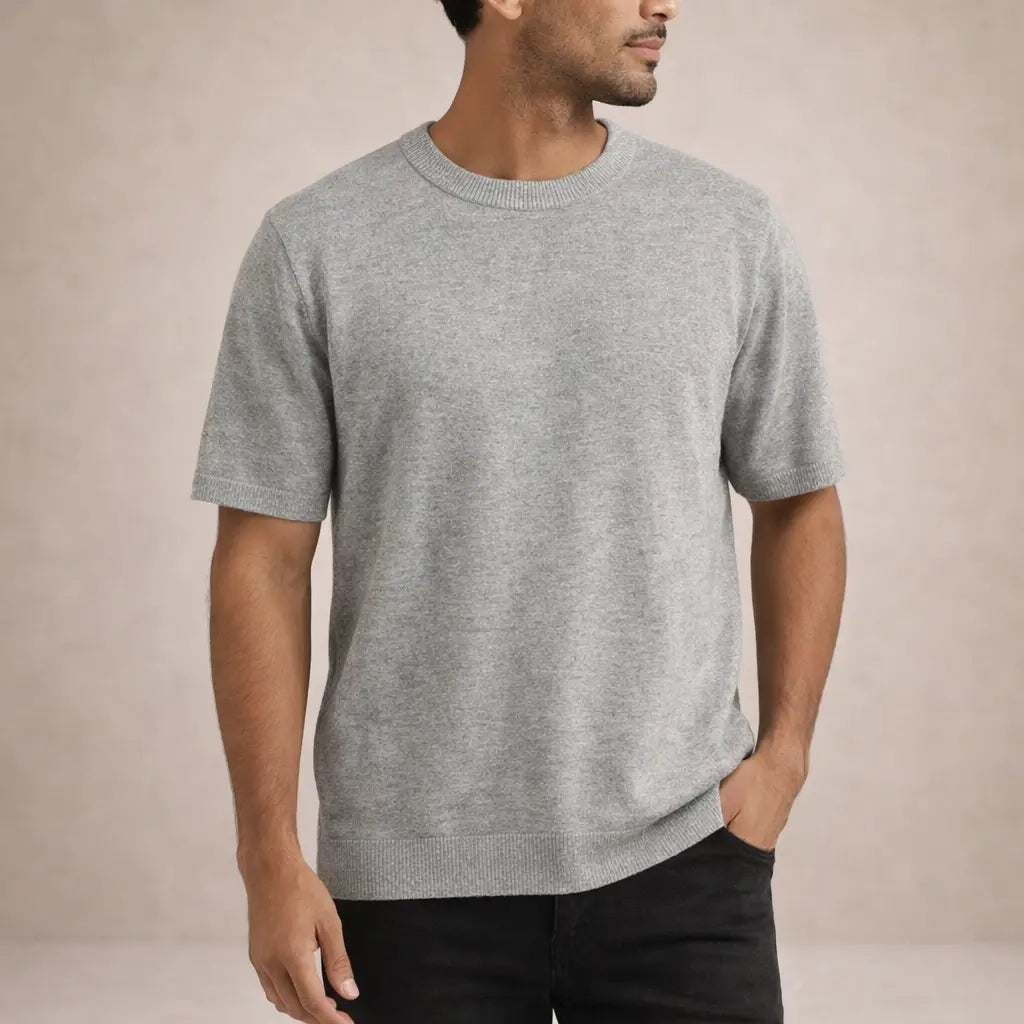 Luca | T-Shirt til Mænd med Korte Ærmer i Finstrikket Stof | Komfortabel og Stilfuld til Hverdagsbrug 2