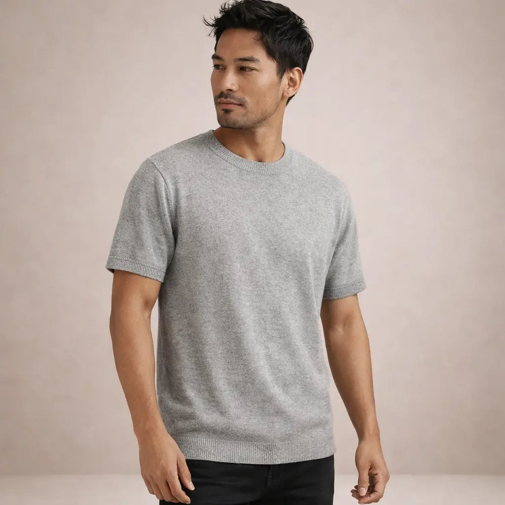 Luca | T-Shirt til Mænd med Korte Ærmer i Finstrikket Stof | Komfortabel og Stilfuld til Hverdagsbrug 3