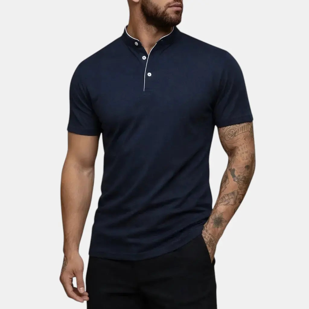 Moderne Polo Shirt Til Mænd med Ståkrave og Kort Knapstolpe | Komfortabel og Stilfuld Hverdagstøj 11