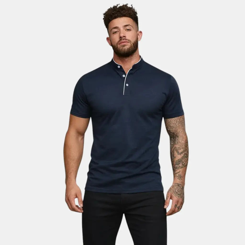 Moderne Polo Shirt Til Mænd med Ståkrave og Kort Knapstolpe | Komfortabel og Stilfuld Hverdagstøj 12