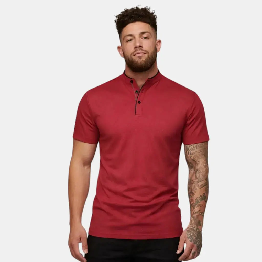 Moderne Polo Shirt Til Mænd med Ståkrave og Kort Knapstolpe | Komfortabel og Stilfuld Hverdagstøj 20
