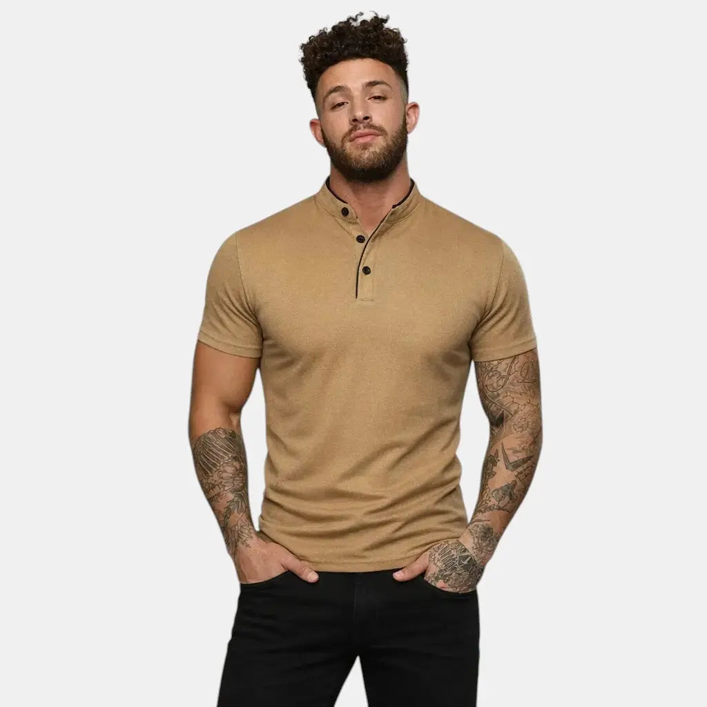 Moderne Polo Shirt Til Mænd med Ståkrave og Kort Knapstolpe | Komfortabel og Stilfuld Hverdagstøj 3