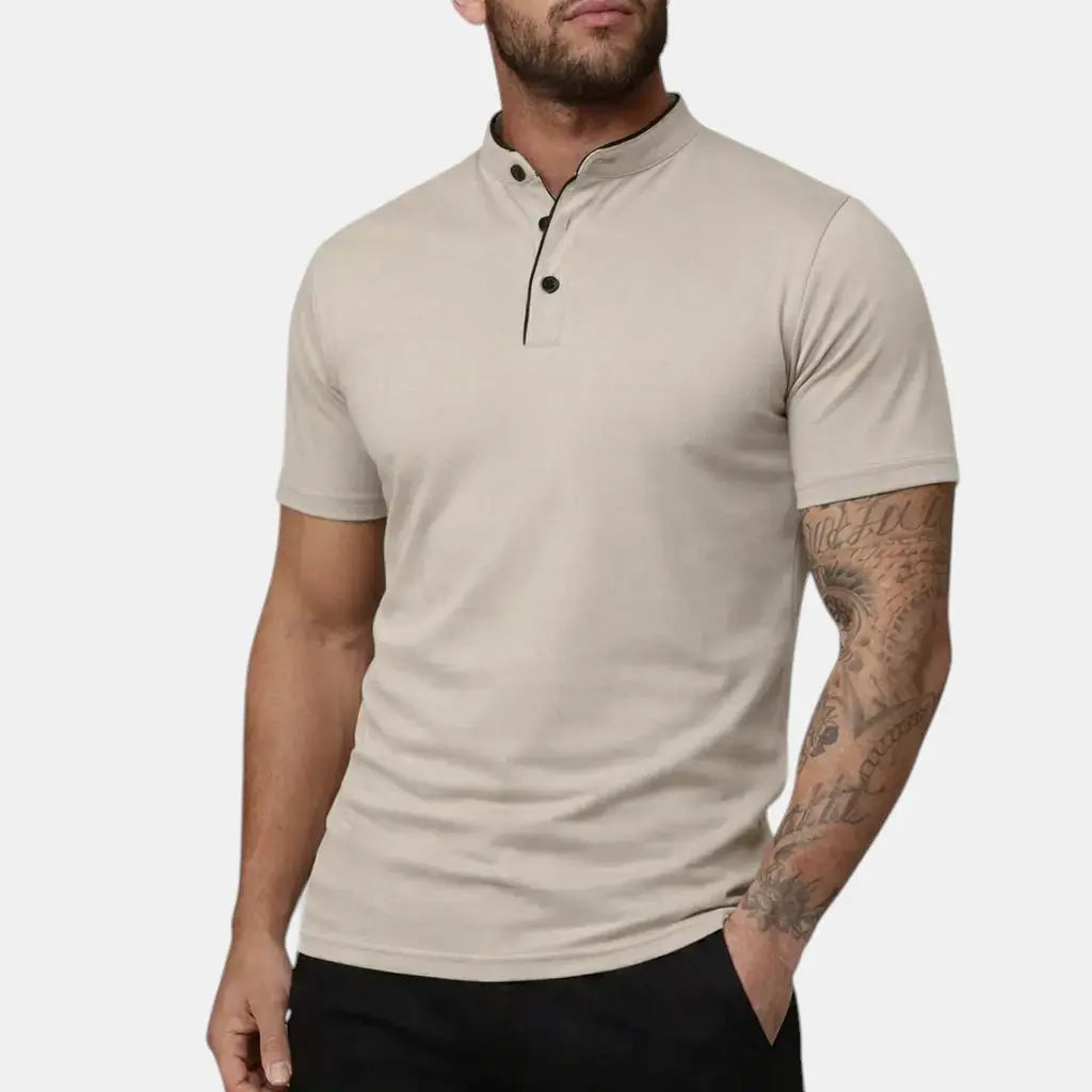 Moderne Polo Shirt Til Mænd med Ståkrave og Kort Knapstolpe | Komfortabel og Stilfuld Hverdagstøj 5