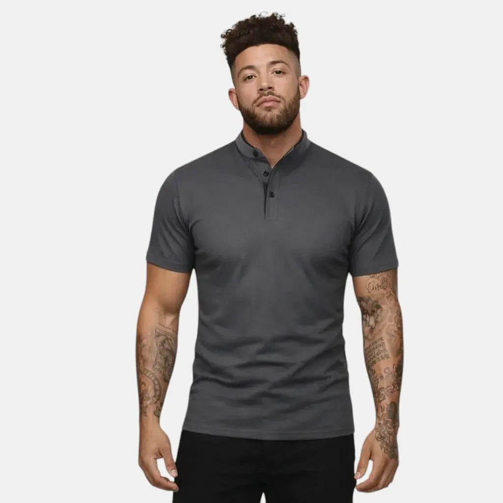 Moderne Polo Shirt Til Mænd med Ståkrave og Kort Knapstolpe | Komfortabel og Stilfuld Hverdagstøj 8