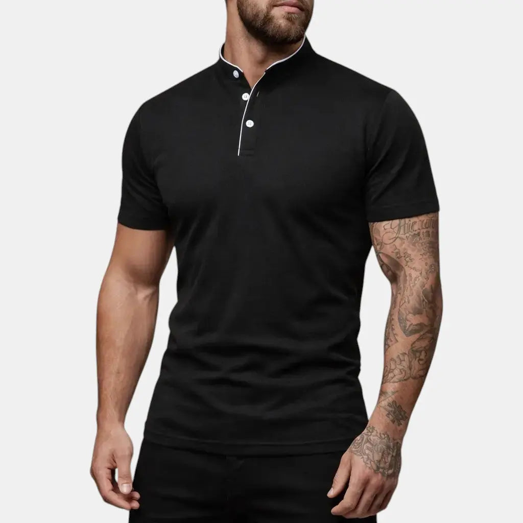 Moderne Polo Shirt Til Mænd med Ståkrave og Kort Knapstolpe | Komfortabel og Stilfuld Hverdagstøj 9