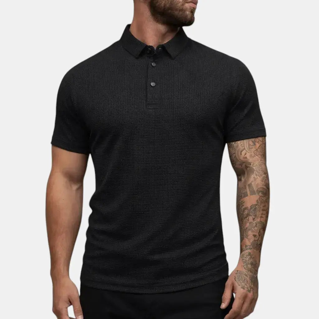 Tekstureret Polo Shirt Mænd med Knapper | Elegant Casual Stil for Tidløs Komfort 1